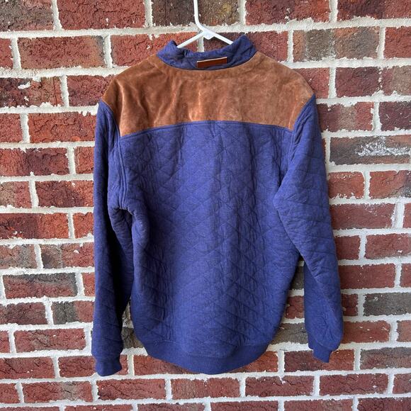 Vineyard Vines Mens Quilted Suede Pullover Half Zip Blue Size Mens Small - Picture 2 of 5